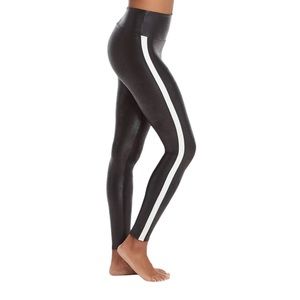 SPANX Faux Leather Side Stripe Leggings